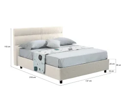 Letto piazza e mezza Brivio, Adatto a materasso Cm 120x190,<Dmora Flash Sale