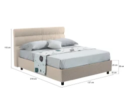 Letto piazza e mezza Brivio, Adatto a materasso Cm 120x190,<Dmora Fashion