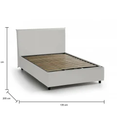 Letto piazza e mezza Daced, adatto per materasso Cm 120x190,<Dmora Discount