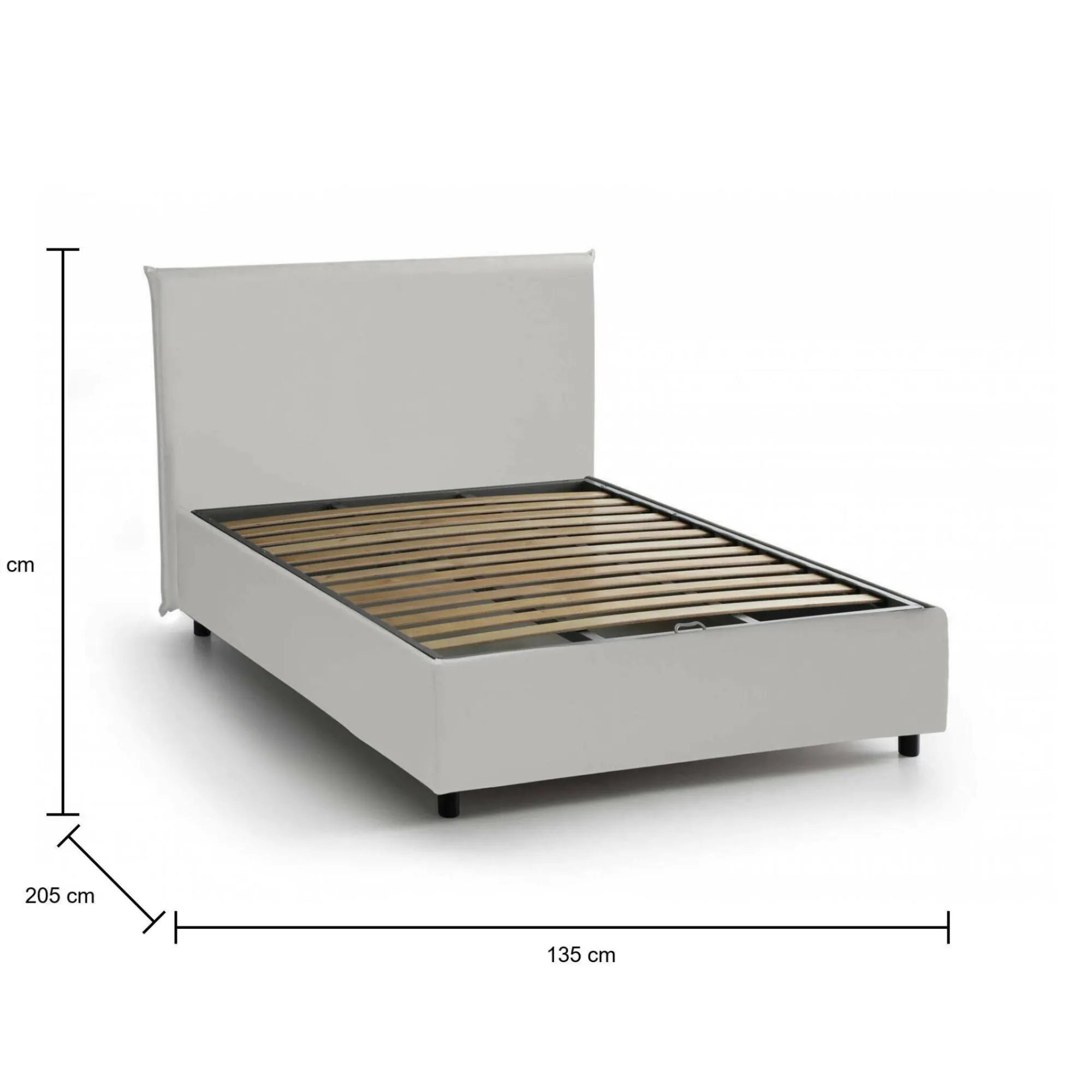 Letto piazza e mezza Daced, adatto per materasso Cm 120x190,<Dmora Discount