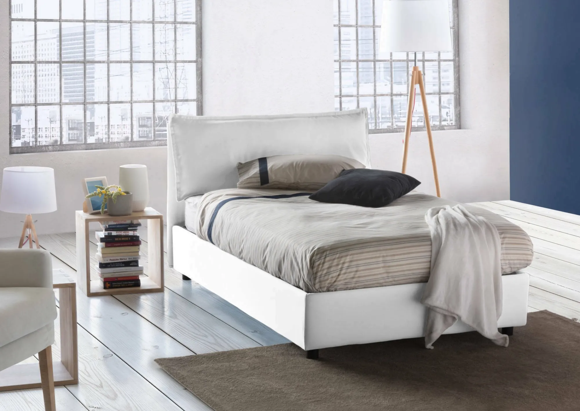 Letto piazza e mezza Deusebi, adatto per materasso Cm 120x190,<Dmora Online