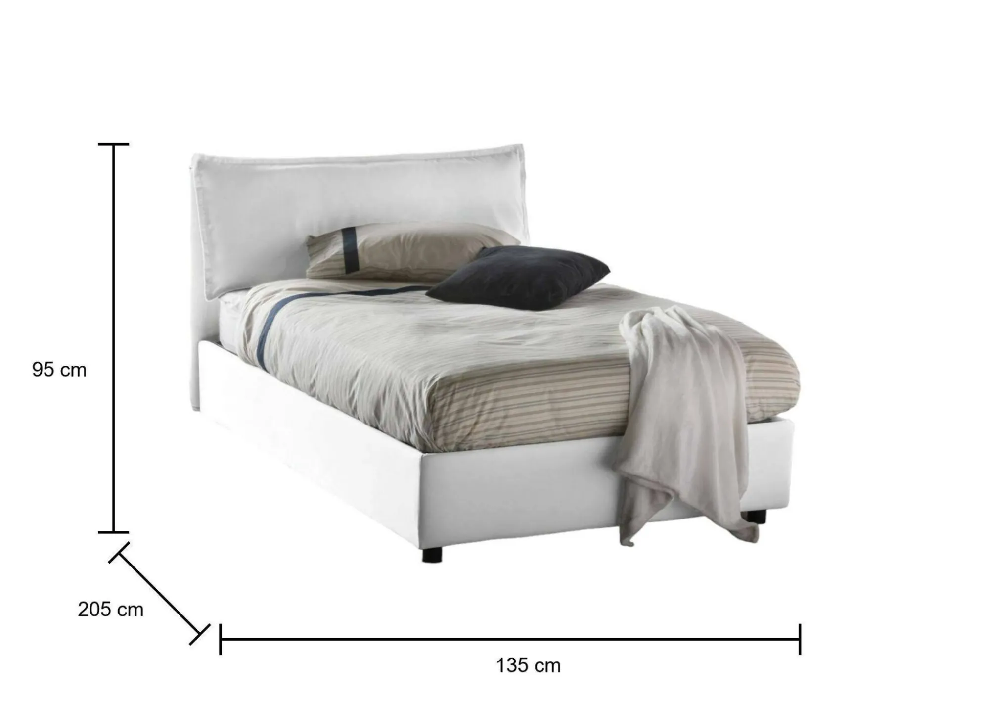 Letto piazza e mezza Deusebi, adatto per materasso Cm 120x190,<Dmora Online