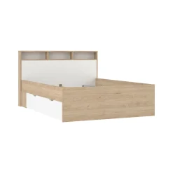 Letto piazza e mezza Drovell, 206x150 h97 cm, Rovere e Bianco<Dmora Outlet