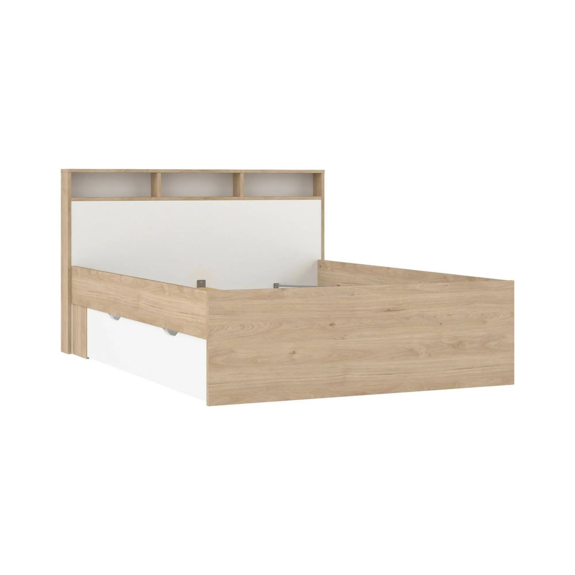 Letto piazza e mezza Drovell, 206x150 h97 cm, Rovere e Bianco<Dmora Outlet