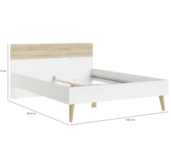 Letto piazza e mezza Kirk, 146x197 h84 cm, Bianco e Quercia<Dmora Clearance