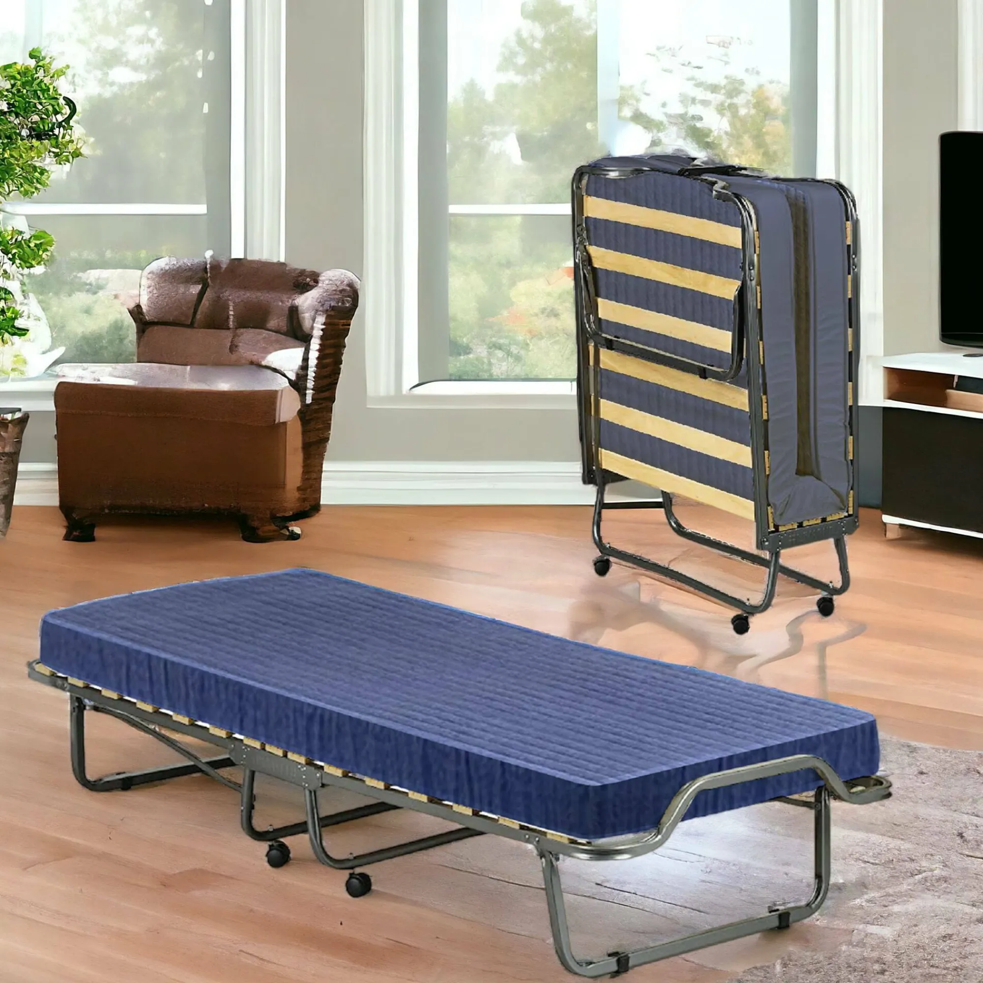 Letto pieghevole Citrino, 80x200h40 cm, materasso incluso<Dmora Online