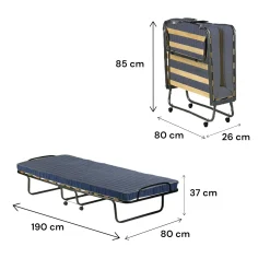 Letto pieghevole Daaronso, 80x190h37 cm, Custodia protettiva su richiesta<Dmora Online