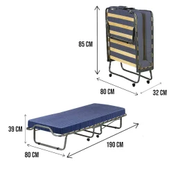 Letto pieghevole Dabambil, 80x190h39 cm, Custodia protettiva su richiesta<Dmora Sale