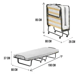 Letto pieghevole Dparis, 80x190h37 cm, Custodia protettiva su richiesta<Dmora Fashion