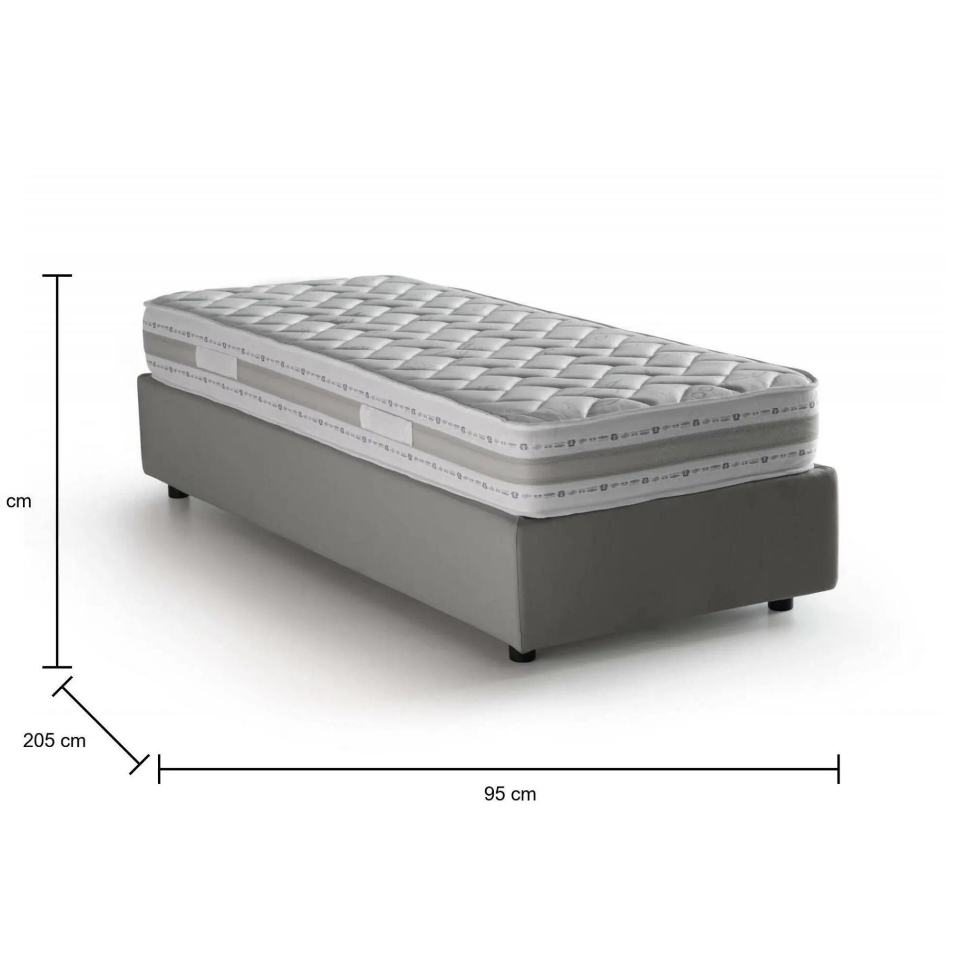 Letto singolo Abbi, con materasso Cm 80x190 incluso,<Dmora Online