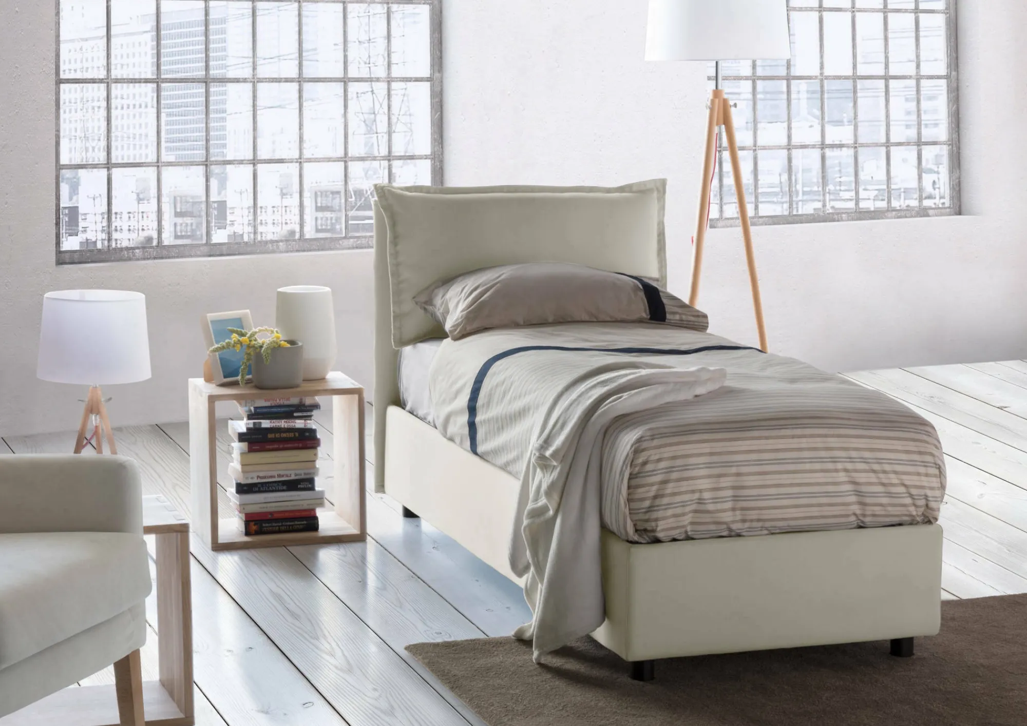 Letto singolo Abroghat, adatto per materasso Cm 90x200,<Dmora Flash Sale