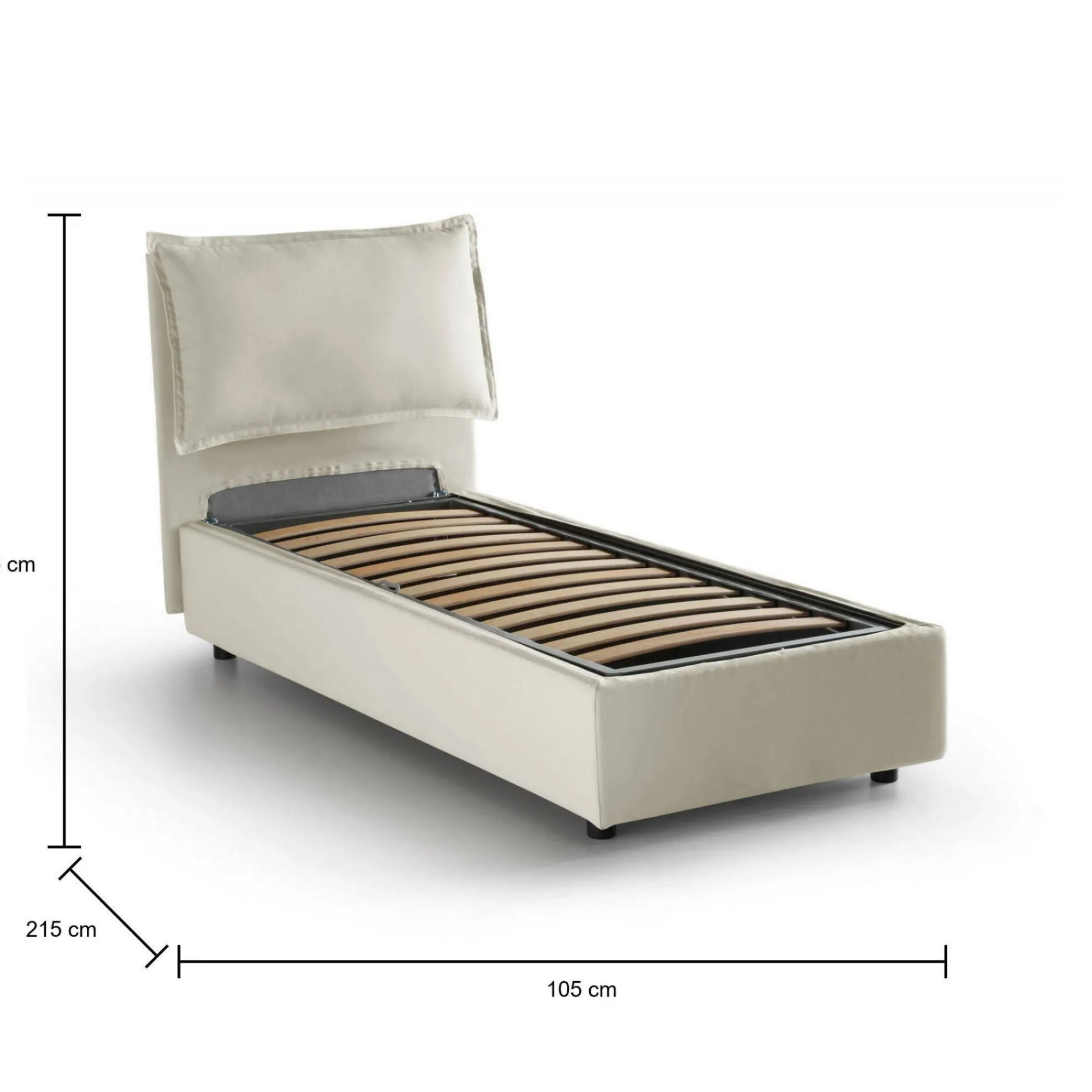 Letto singolo Abroghat, adatto per materasso Cm 90x200,<Dmora Flash Sale