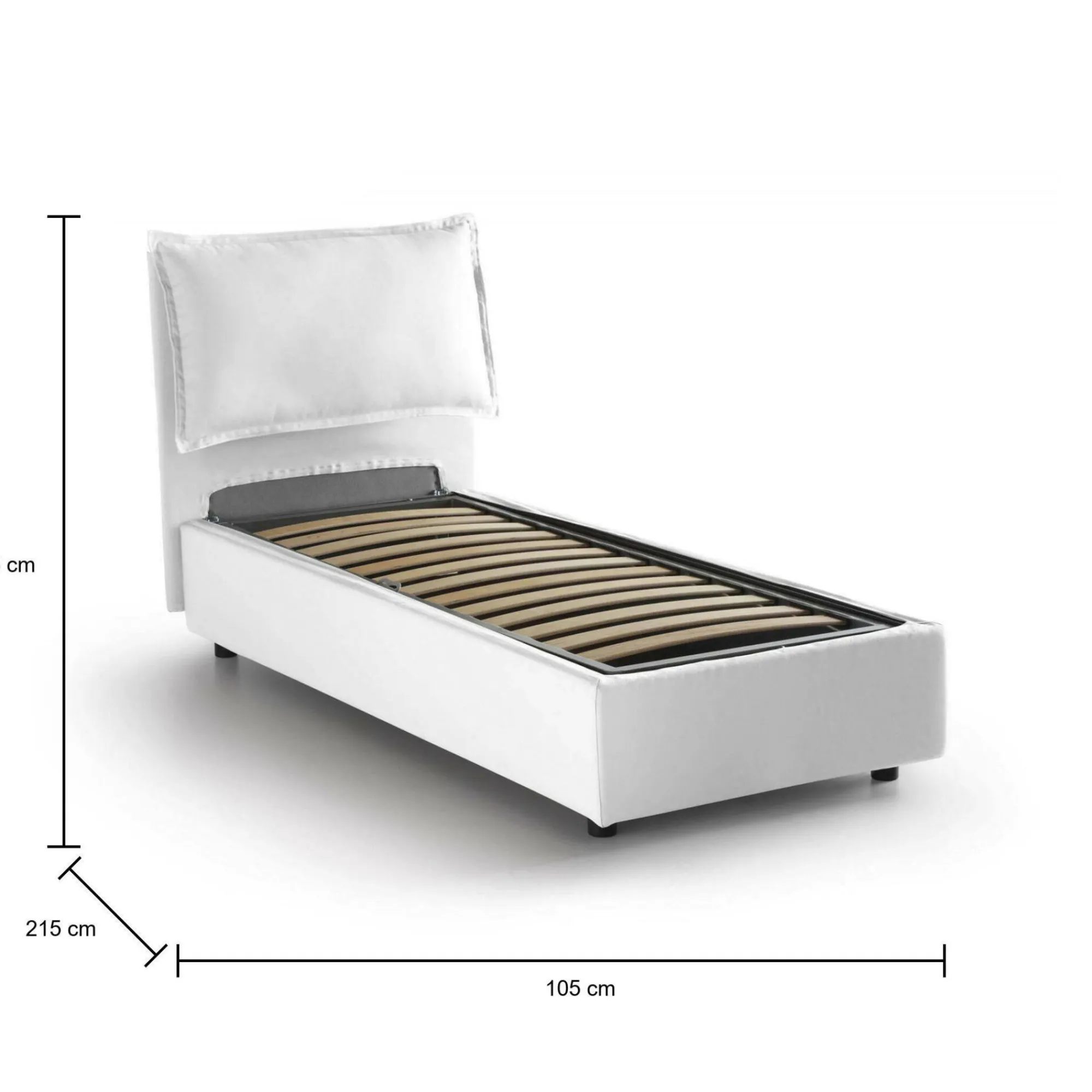 Letto singolo Abroghat, adatto per materasso Cm 90x200,<Dmora Shop