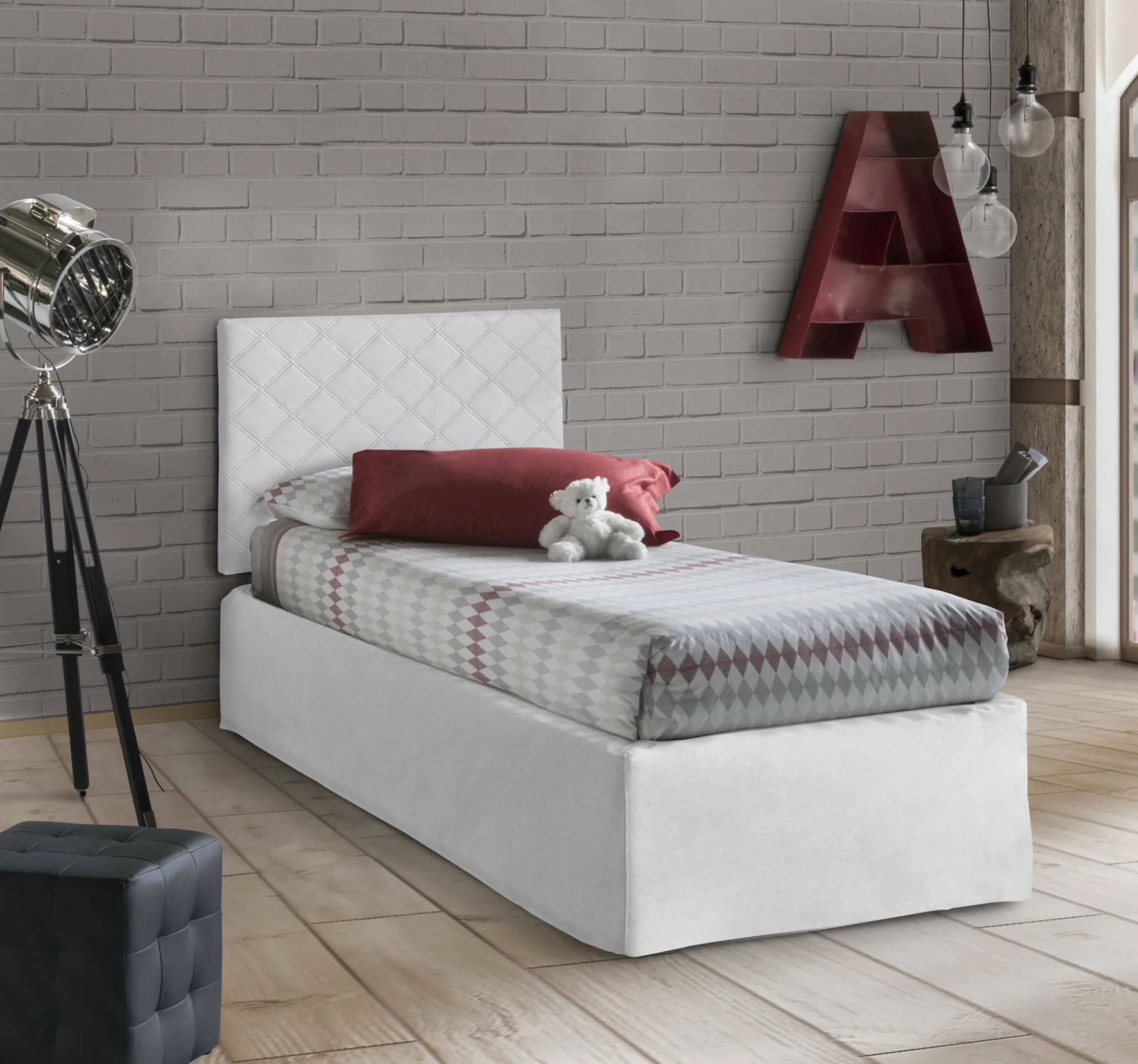 Letto singolo Accu, per materasso da Cm 80x190,<Dmora Shop
