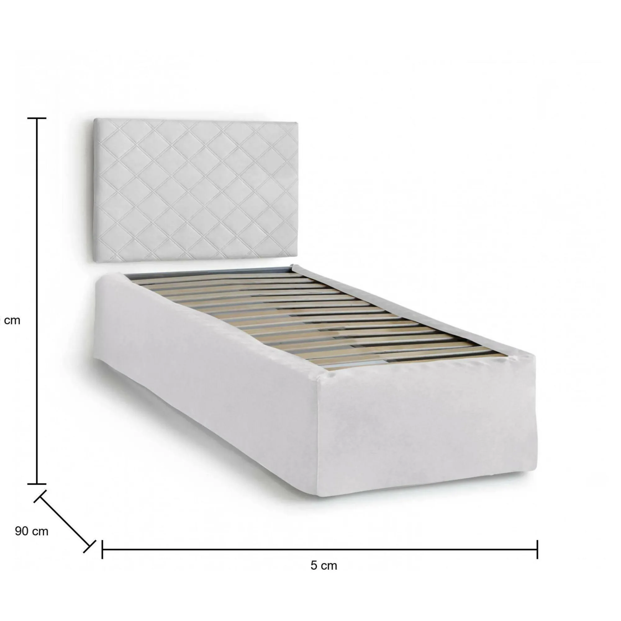 Letto singolo Accu, per materasso da Cm 80x190,<Dmora Shop