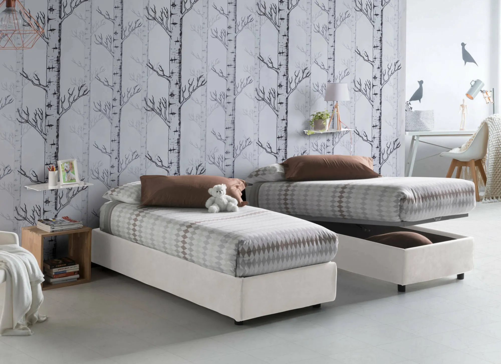 Letto singolo Acetico, adatto per materasso Cm 90x200,<Dmora Online