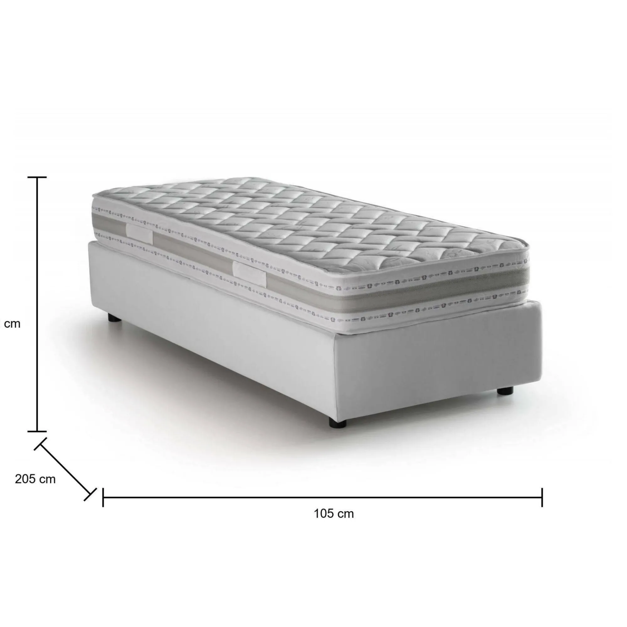 Letto singolo Addison, con materasso Cm 90x190 incluso,<Dmora Cheap