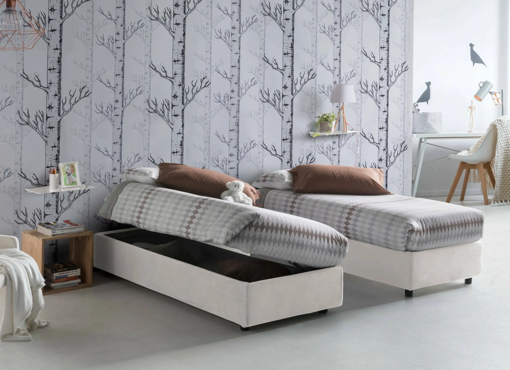 Letto singolo Adoxa, adatto per materasso Cm 80x190,<Dmora Store