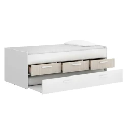 Letto singolo Aftro, 194x95 h68 cm, Bianco e Rovere<Dmora Best
