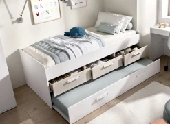 Letto singolo Aftro, 194x95 h68 cm, Bianco e Rovere<Dmora Best