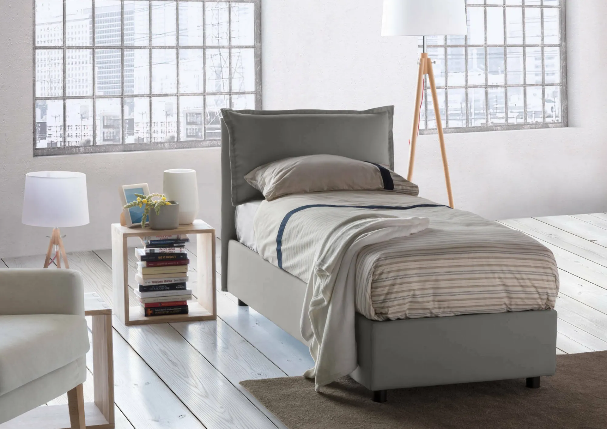 Letto singolo Aigor, adatto per materasso Cm 90x190,<Dmora Best Sale