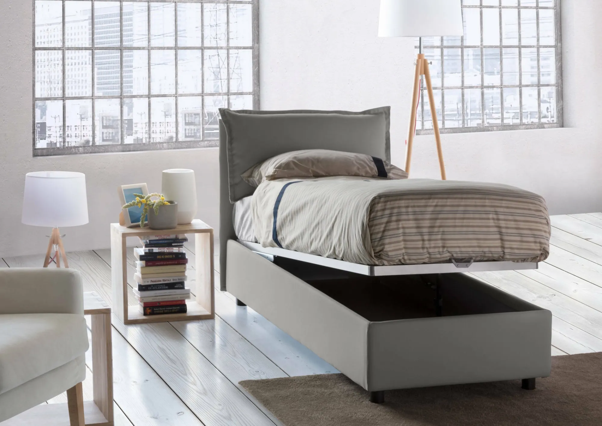 Letto singolo Aigor, adatto per materasso Cm 90x190,<Dmora Best Sale