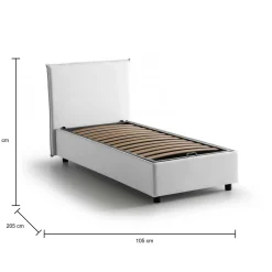 Letto singolo Ajan, adatto per materasso Cm 90x190,<Dmora Discount