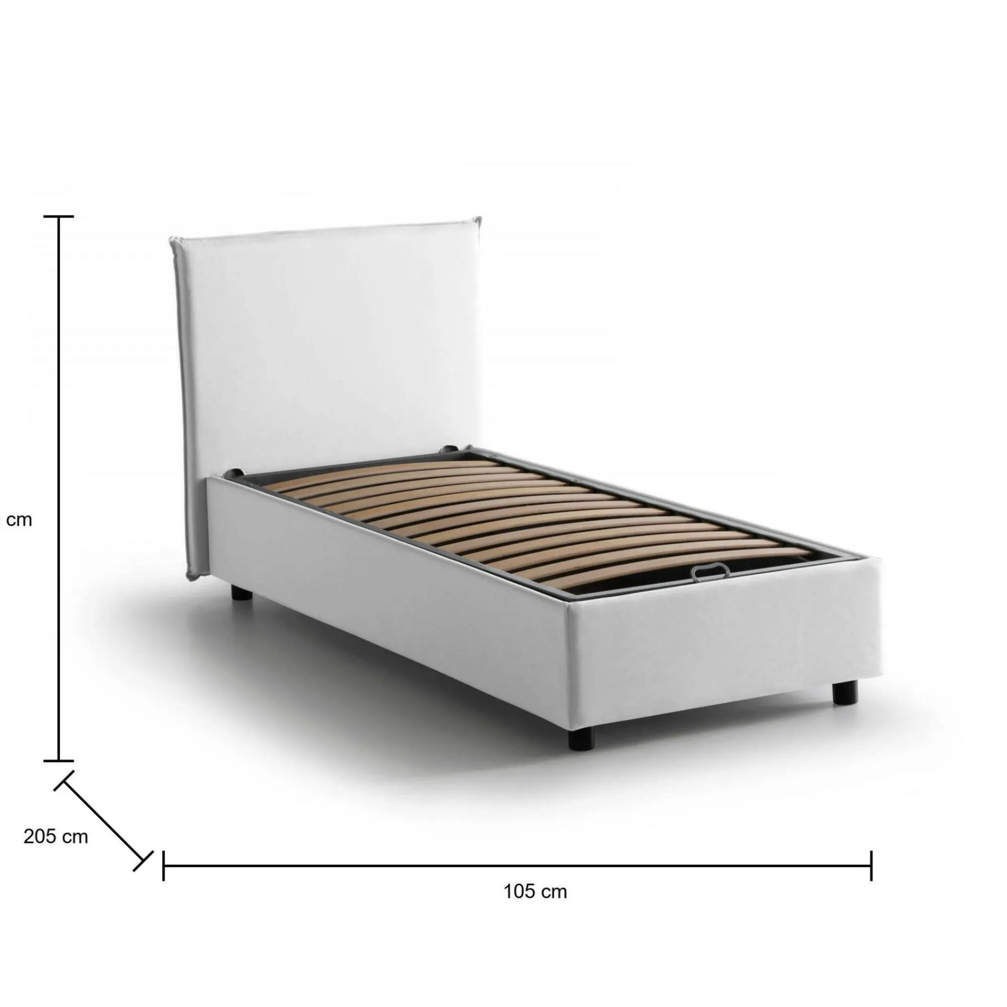 Letto singolo Ajan, adatto per materasso Cm 90x190,<Dmora Discount