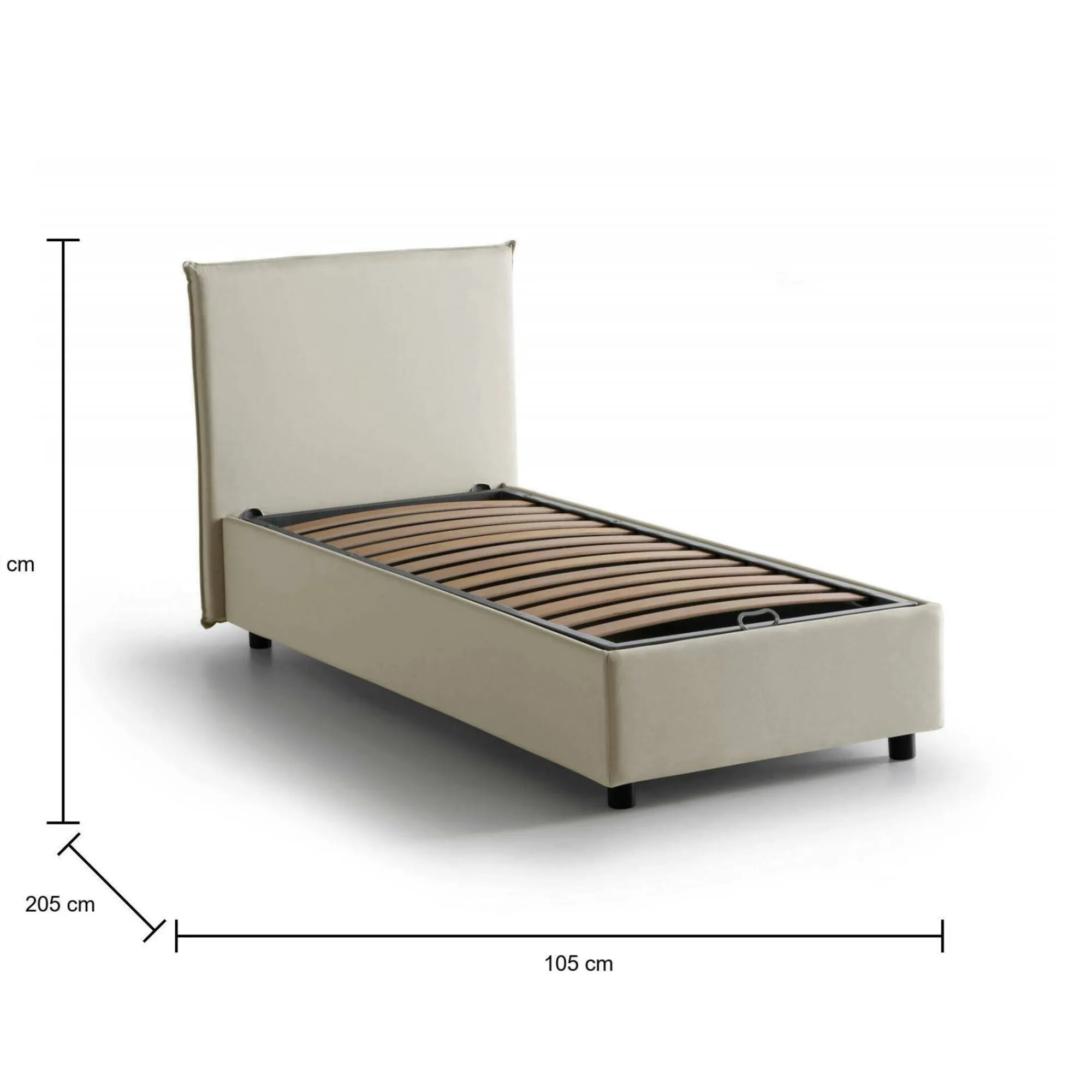 Letto singolo Ajan, adatto per materasso Cm 90x190,<Dmora Hot