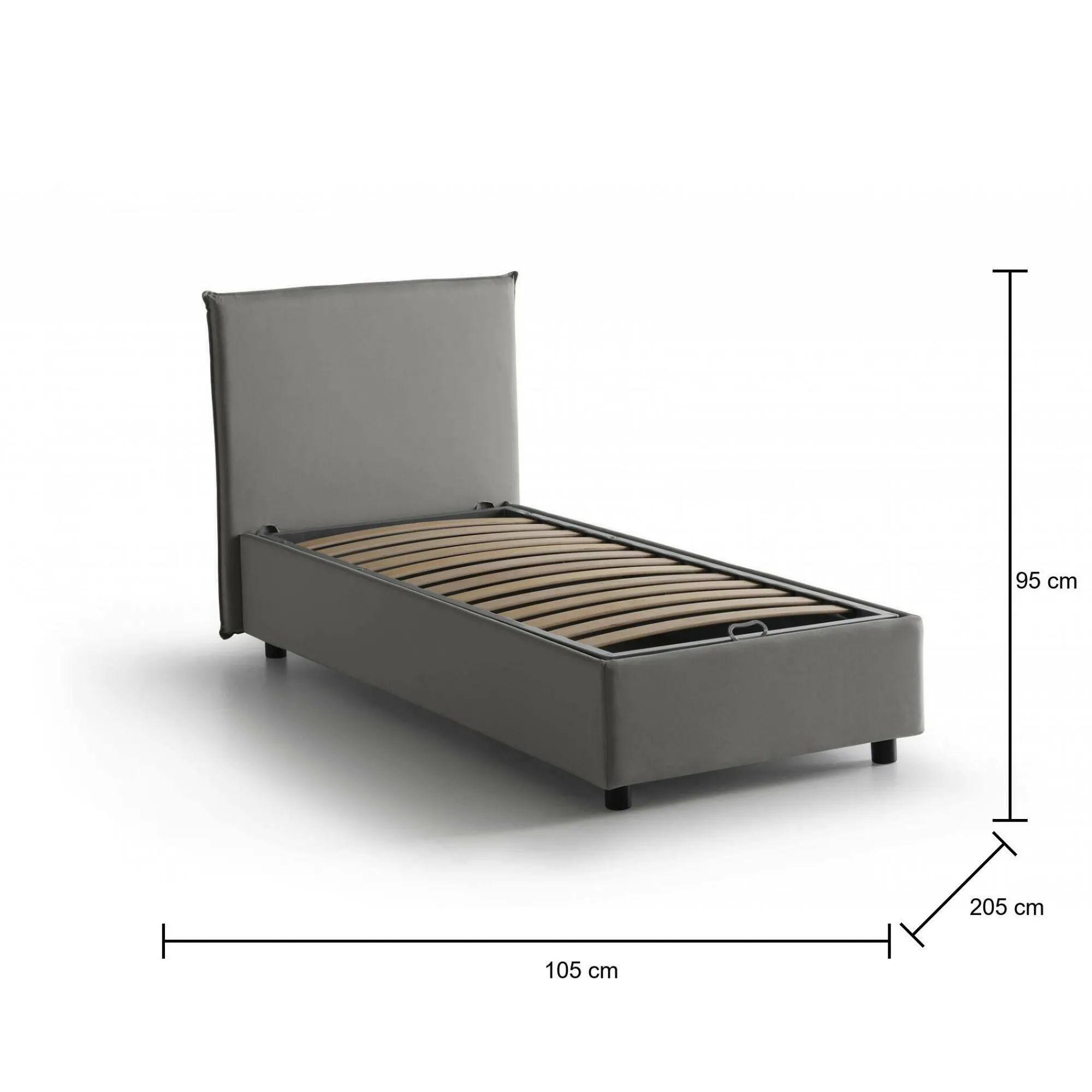 Letto singolo Ajan, adatto per materasso Cm 90x190,<Dmora New