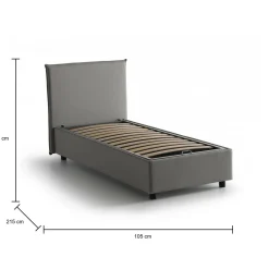 Letto singolo Alder, adatto per materasso Cm 90x200,<Dmora Hot