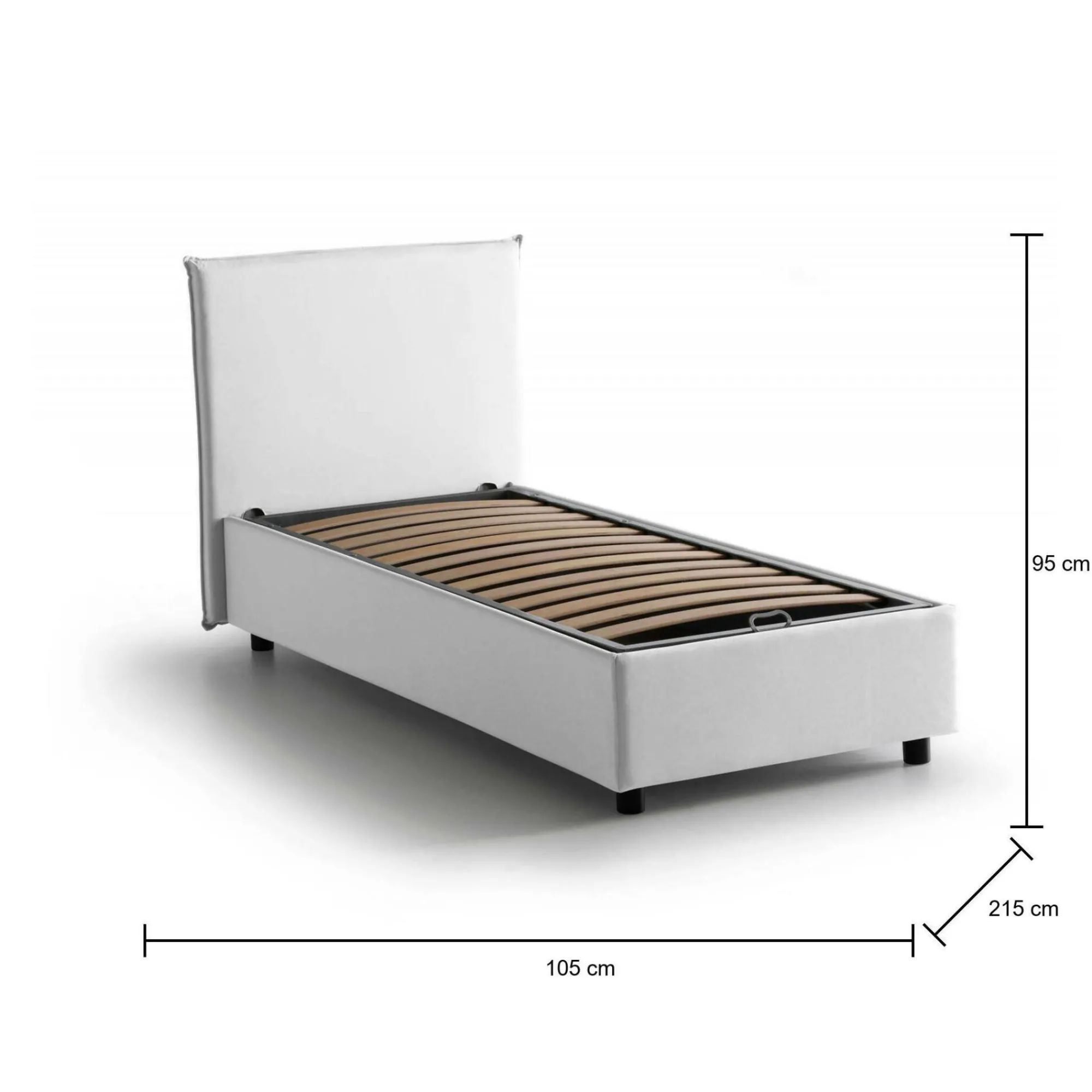 Letto singolo Alder, adatto per materasso Cm 90x200,<Dmora Cheap