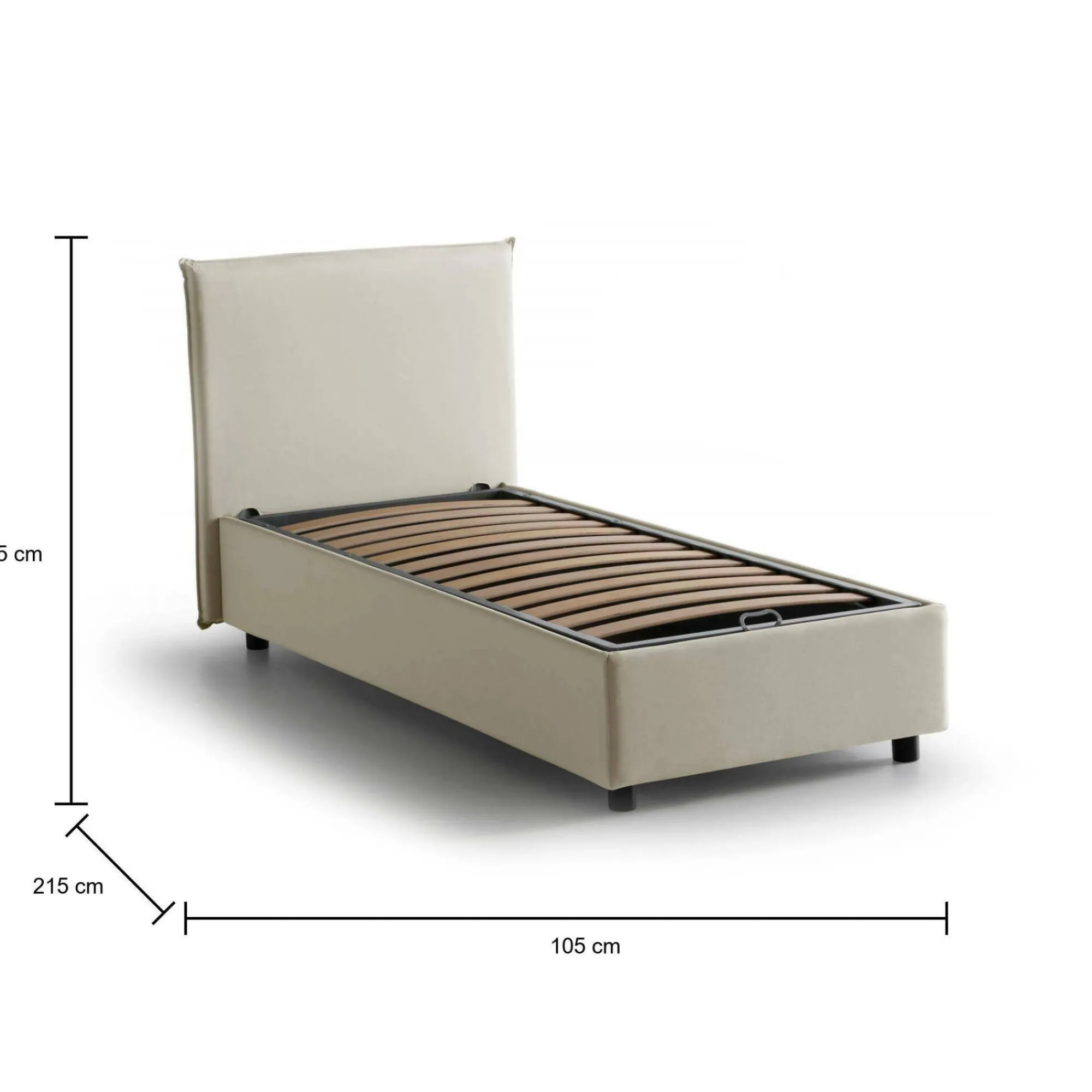 Letto singolo Alder, adatto per materasso Cm 90x200,<Dmora Flash Sale