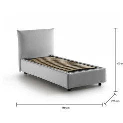 Letto singolo Alisech, adatto per materasso Cm 80x190,<Dmora Online