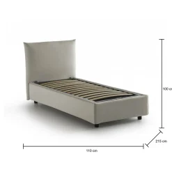 Letto singolo Alisech, adatto per materasso Cm 80x190,<Dmora Cheap