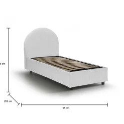 Letto singolo Amantea, adatto per materasso Cm 80x190,<Dmora Outlet