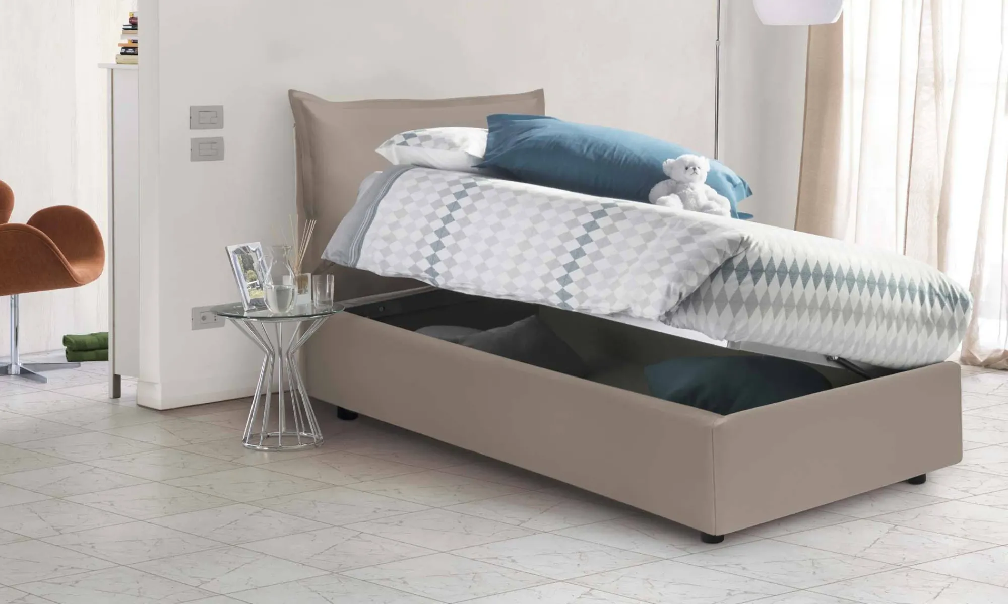 Letto singolo Anathema, adatto per materasso Cm 80x190,<Dmora Store