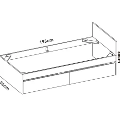 Letto singolo Arcade, 96x195 h67 cm, Bianco e Rovere<Dmora Flash Sale