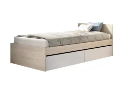 Letto singolo Arcade, 96x195 h67 cm, Bianco e Rovere<Dmora Flash Sale