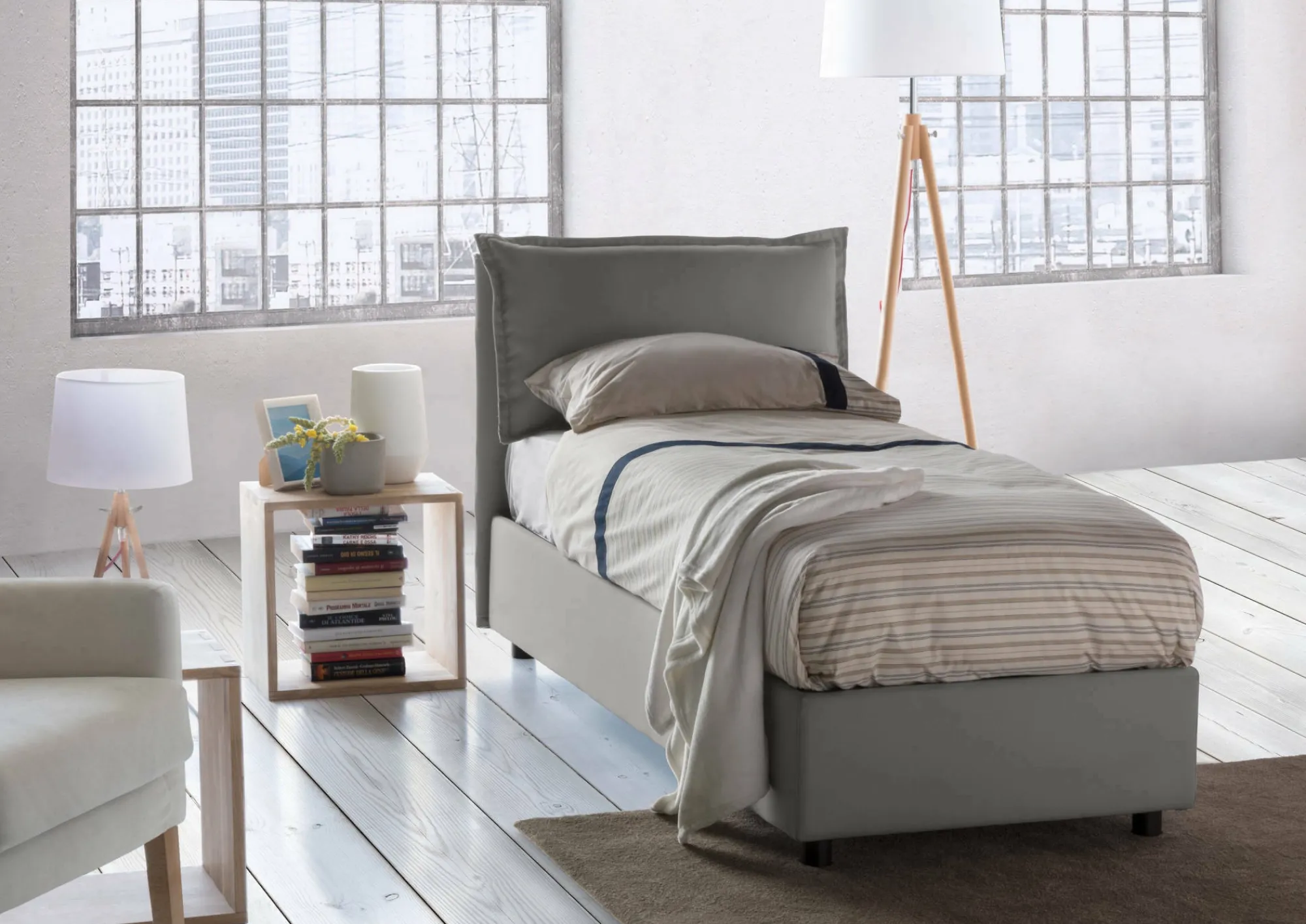 Letto singolo Aren, con materasso Cm 80x190 incluso,<Dmora Flash Sale