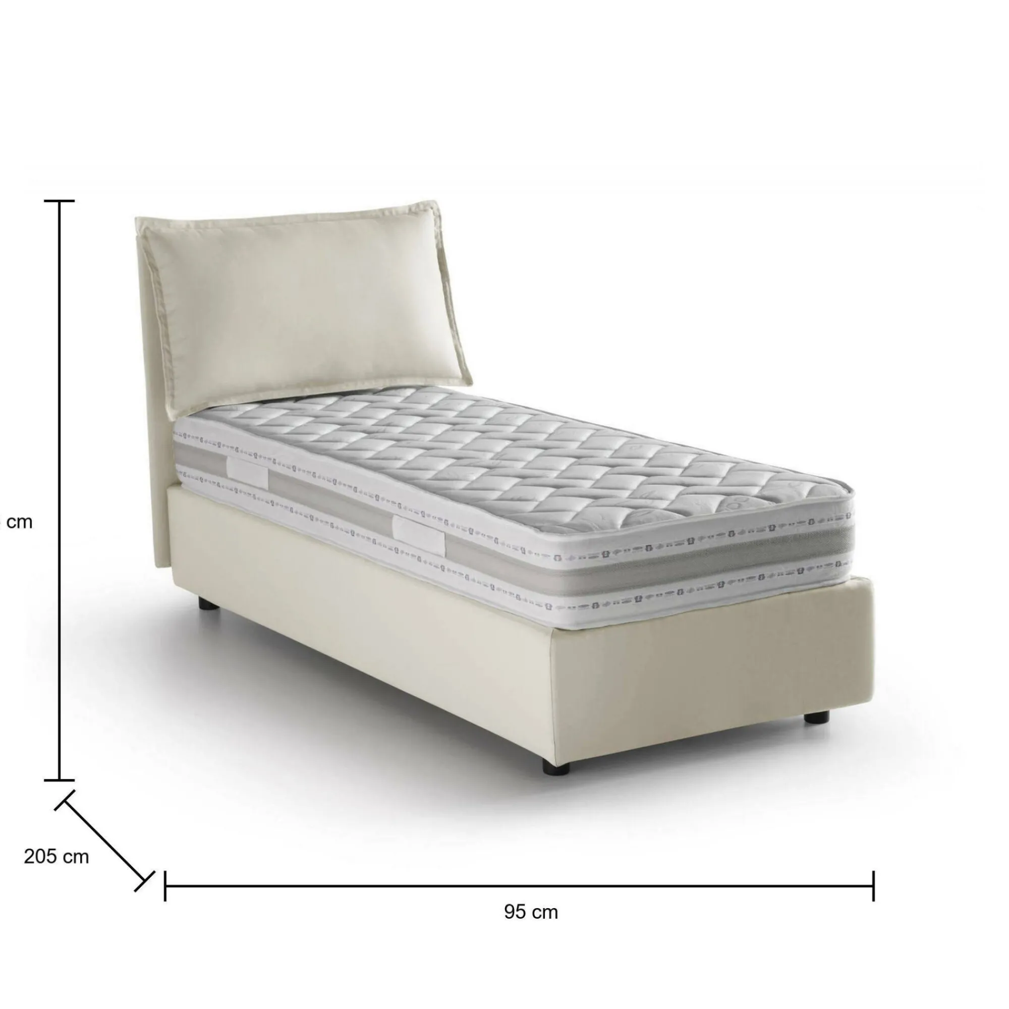 Letto singolo Aren, con materasso Cm 80x190 incluso,<Dmora Shop