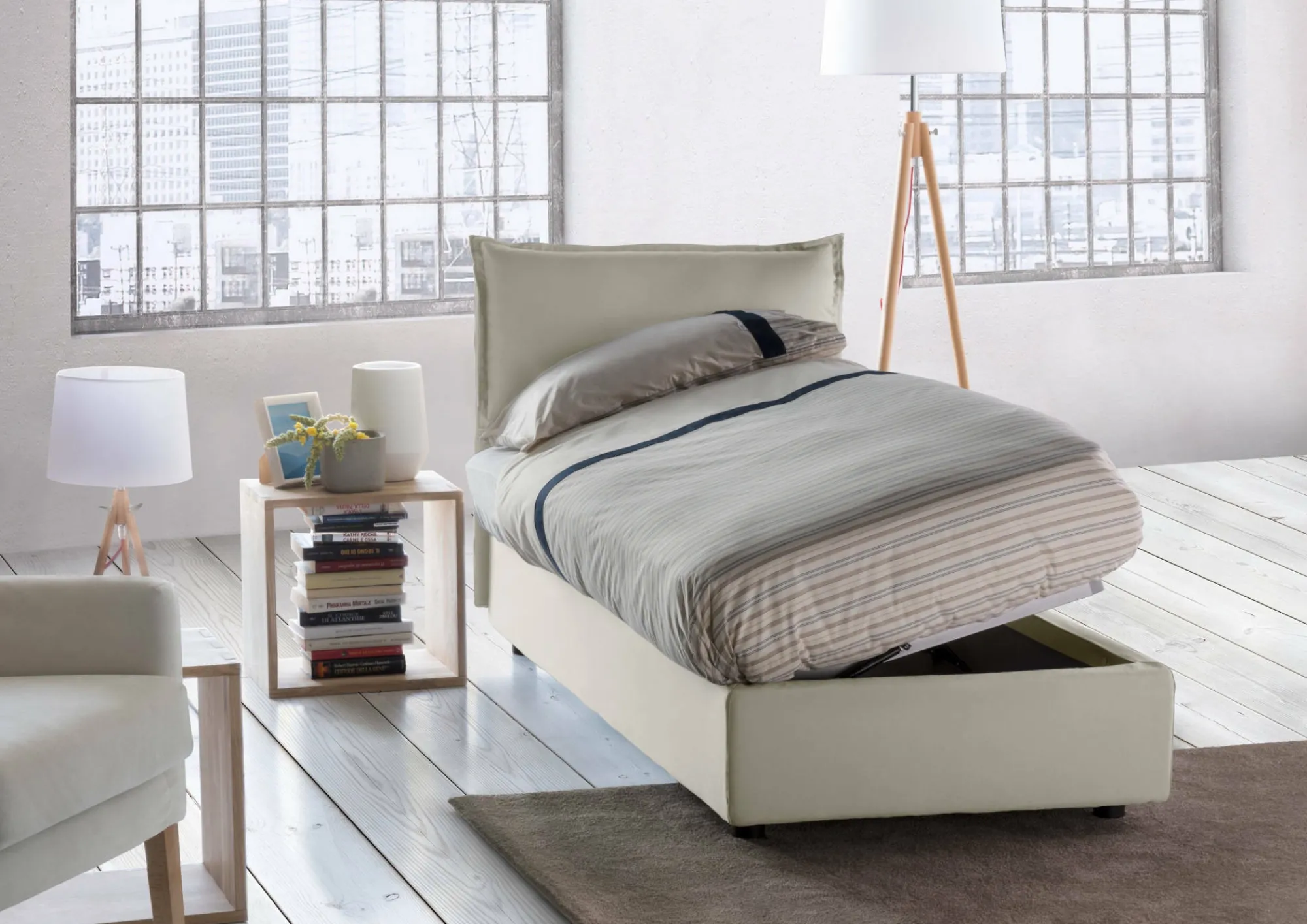 Letto singolo Aren, con materasso Cm 80x190 incluso,<Dmora Shop