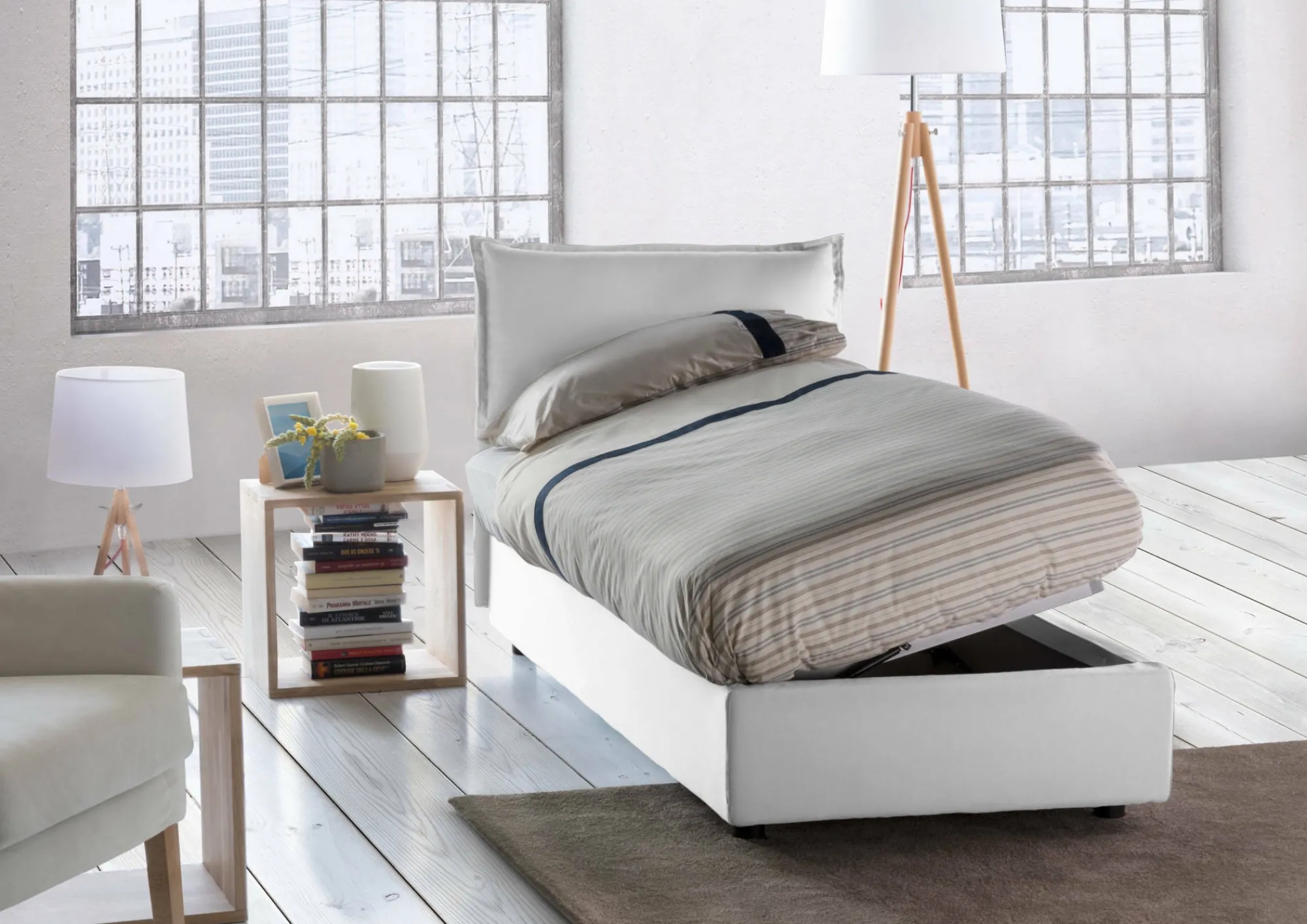 Letto singolo Aren, con materasso Cm 80x190 incluso,<Dmora Discount