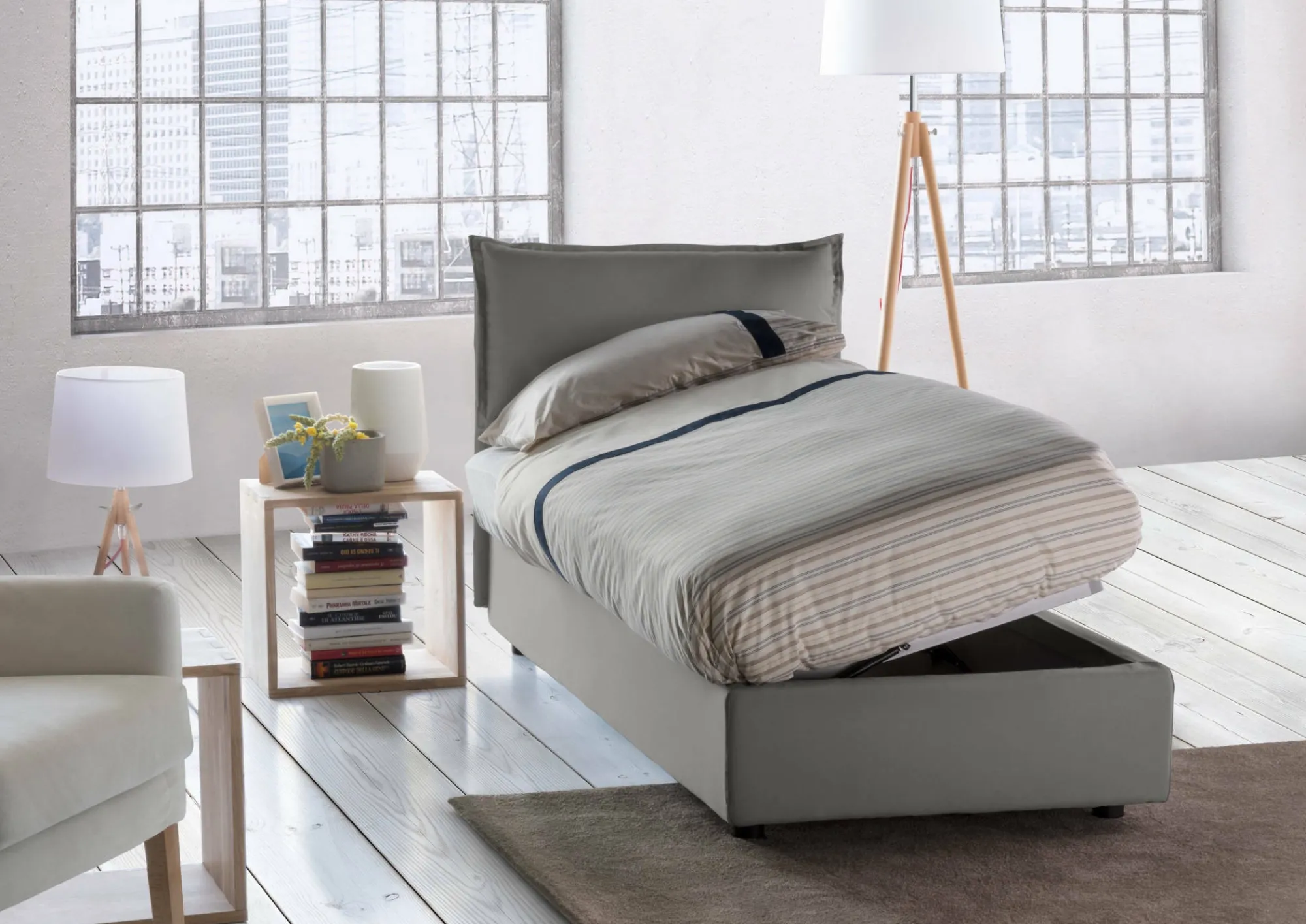Letto singolo Aren, con materasso Cm 80x190 incluso,<Dmora Flash Sale