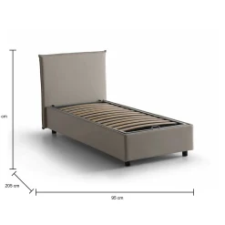 Letto singolo Argentino, adatto per materasso Cm 80x190,<Dmora Outlet