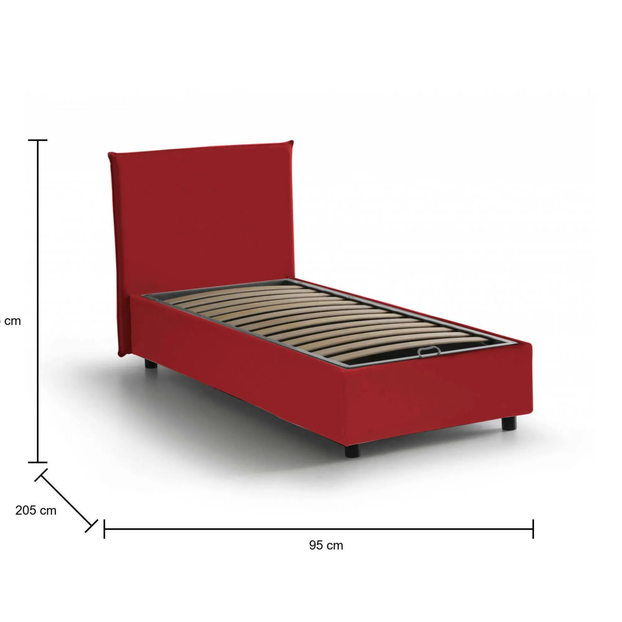 Letto singolo Argentino, adatto per materasso Cm 80x190,<Dmora Outlet