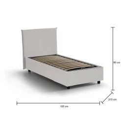 Letto singolo ArtemisiaI, adatto per materasso Cm 90x200,<Dmora Discount