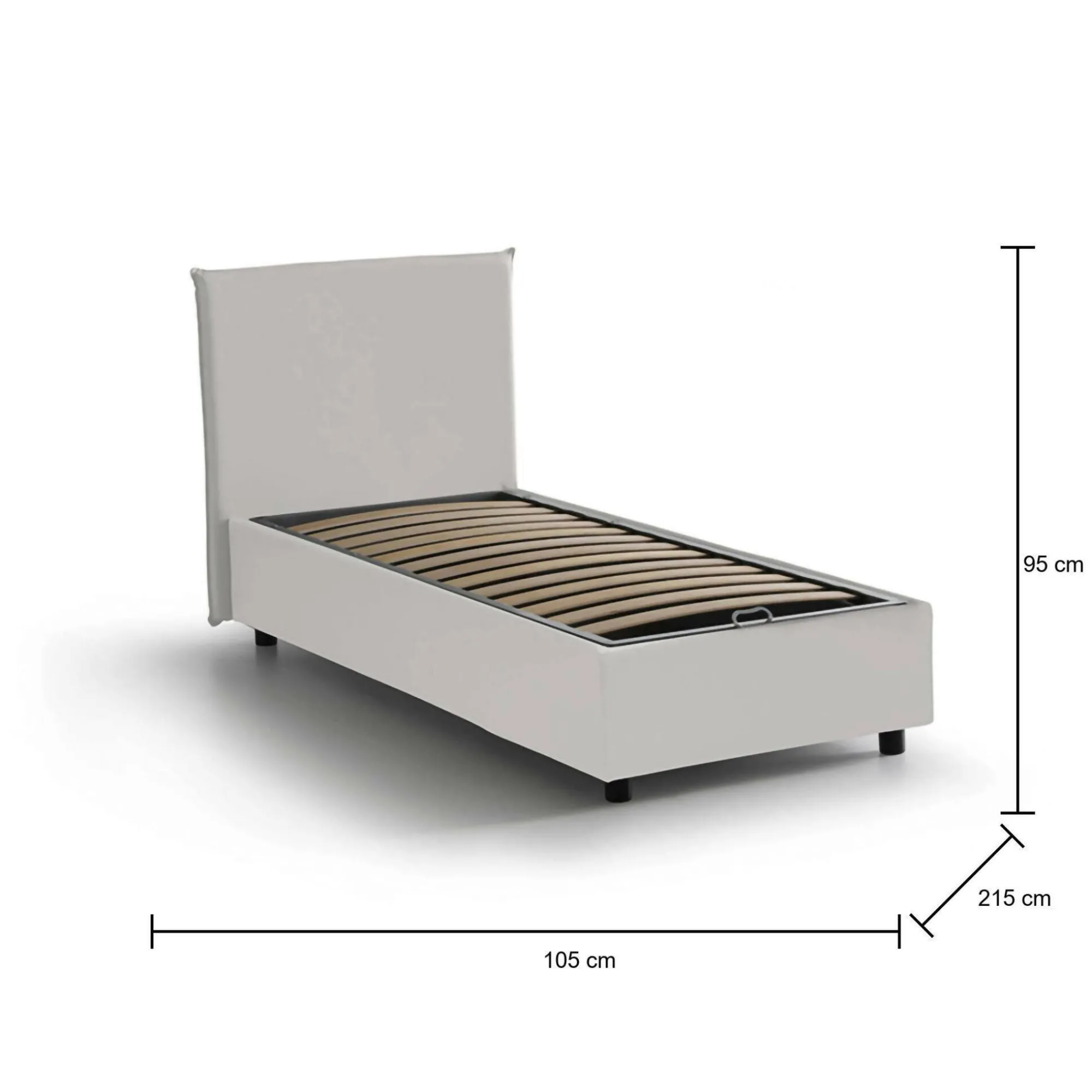 Letto singolo ArtemisiaI, adatto per materasso Cm 90x200,<Dmora Discount