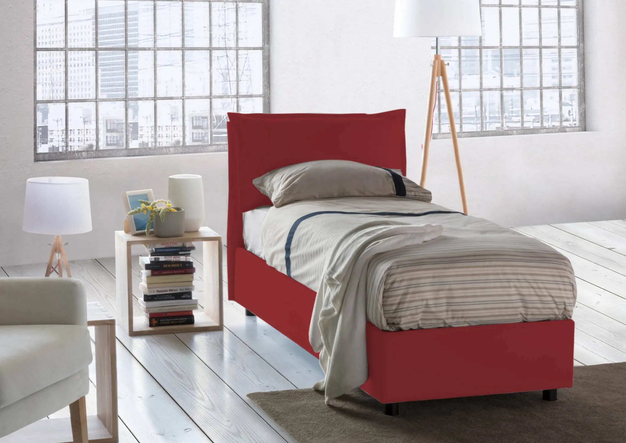 Letto singolo Arzon, con materasso Cm 90x200 incluso,<Dmora Hot