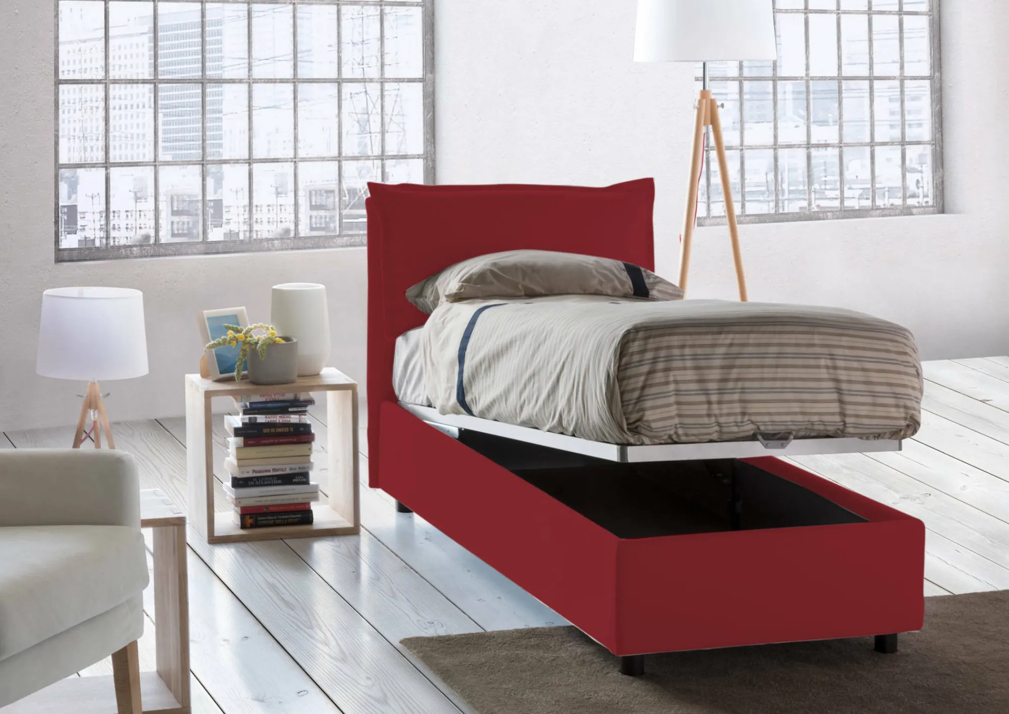 Letto singolo Arzon, con materasso Cm 90x200 incluso,<Dmora Hot